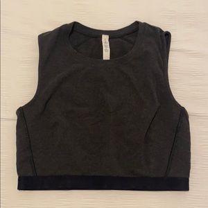 Lululemon Dark Grey Crop Top with Black Band